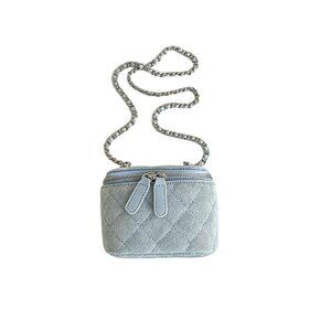 4123 Mini Denim Crossbody Bag Small Vintage Square Box Purse Jean Handbag
